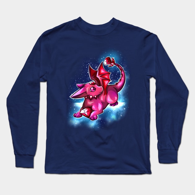 Ruby Dragon | Cute Cartoon Crystal Dragon Long Sleeve T-Shirt by Shirin Illustration